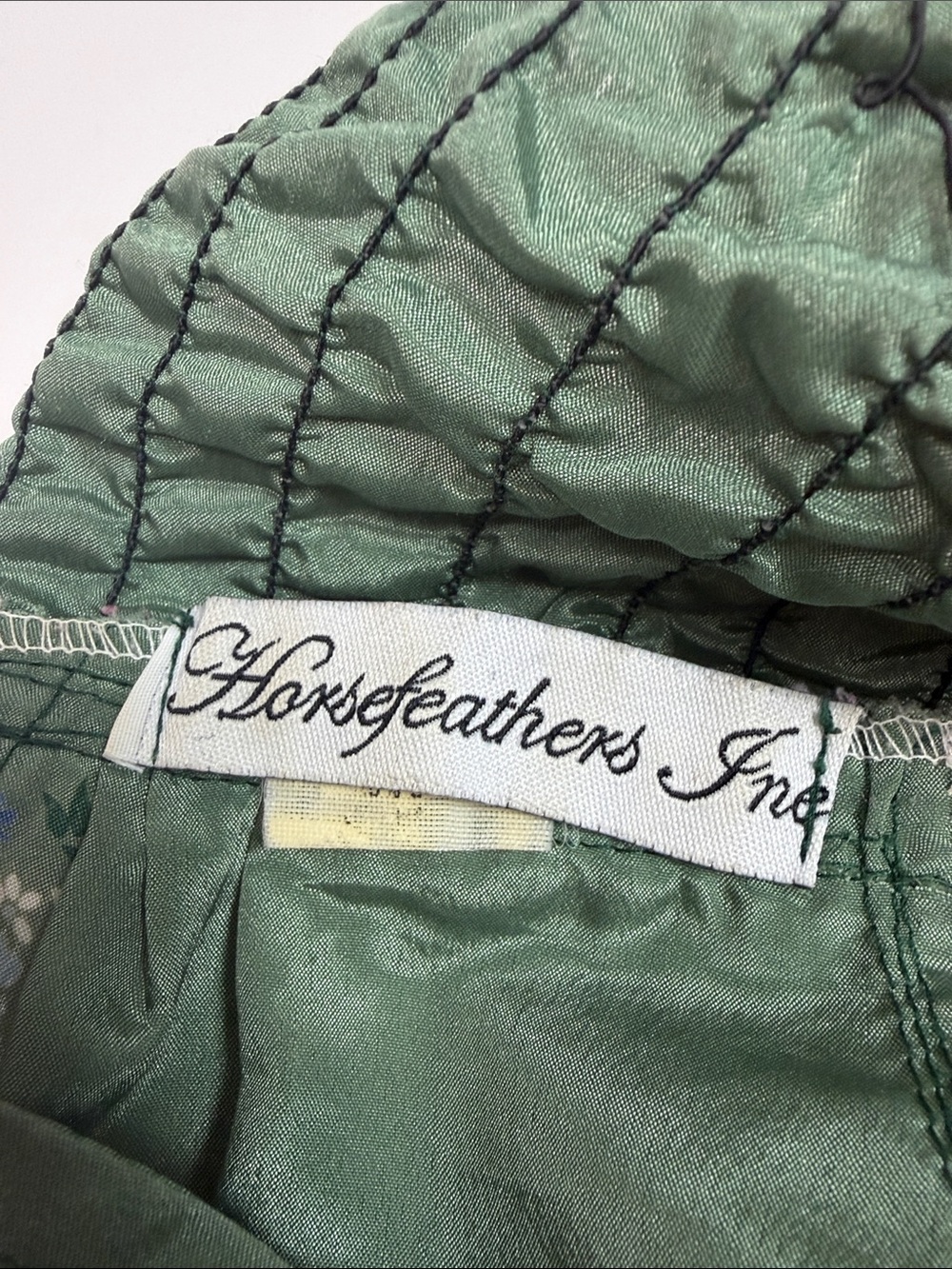 Vintage Horsefeathers Green Satin Floral Camisole Size XL Tie Front Lingerie - Picture 10 of 11